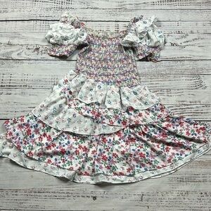 NWT To my lovers smocked floral ruffle tiered dress size large